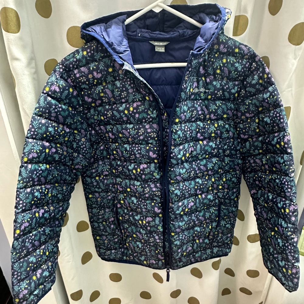 Eddie Bauer Kids Floral Puffer Jacket - Blue and Purple